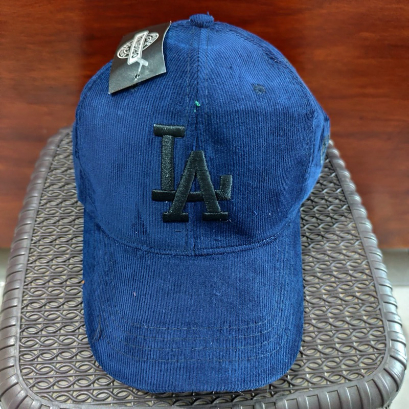 Topi Baseball Corduroy Bordir Premium - LA Navy